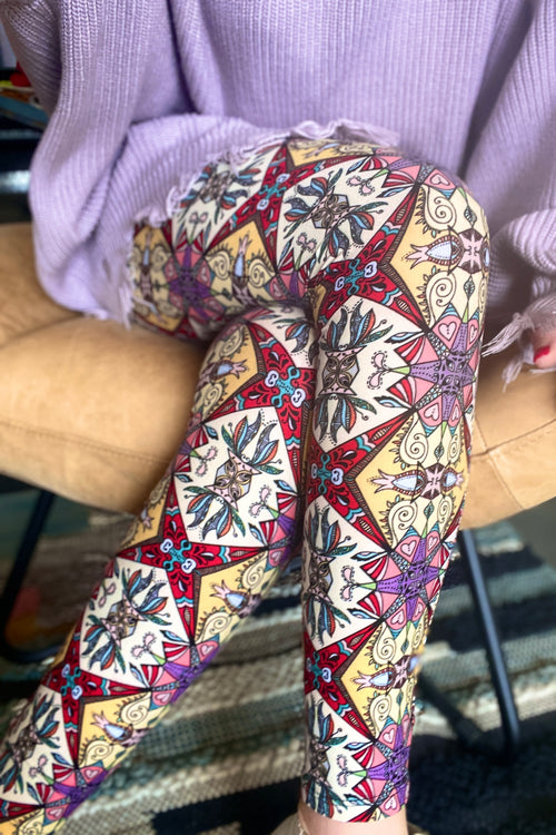 Yoga Waist 3" Abstract Yellow Print Leggings