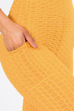 Yoga Waist Solid BUBBLE Textured Active Leggings with POCKETS