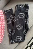 Yoga Waist 3” Black/White Coffee Cup Print Leggings