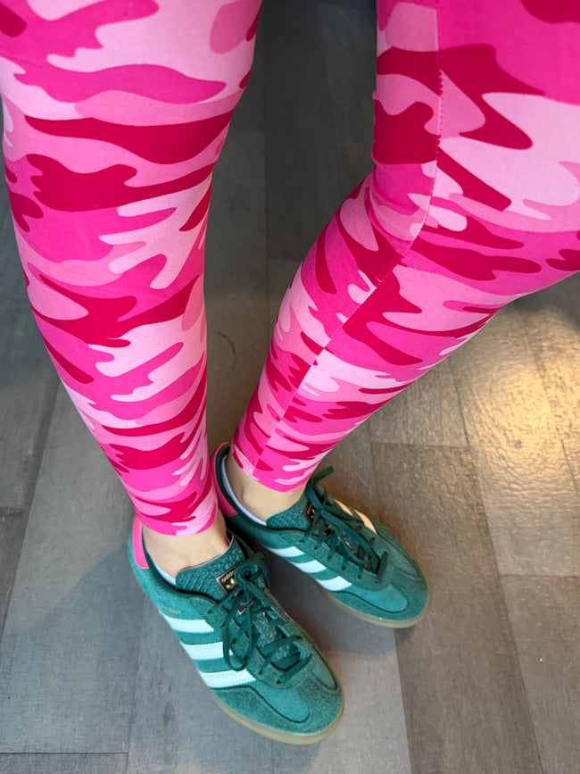 Pink Army Print Leggings