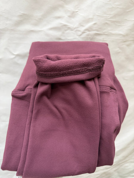 Yoga Waist 5" Solid Color Fleece Lined Thermal Leggings (S/M, L/XL)