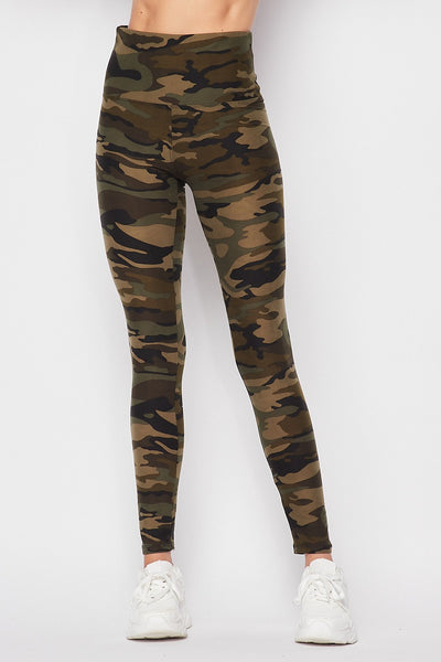 Yoga Waist 5” Army Print CURVY Size Leggings