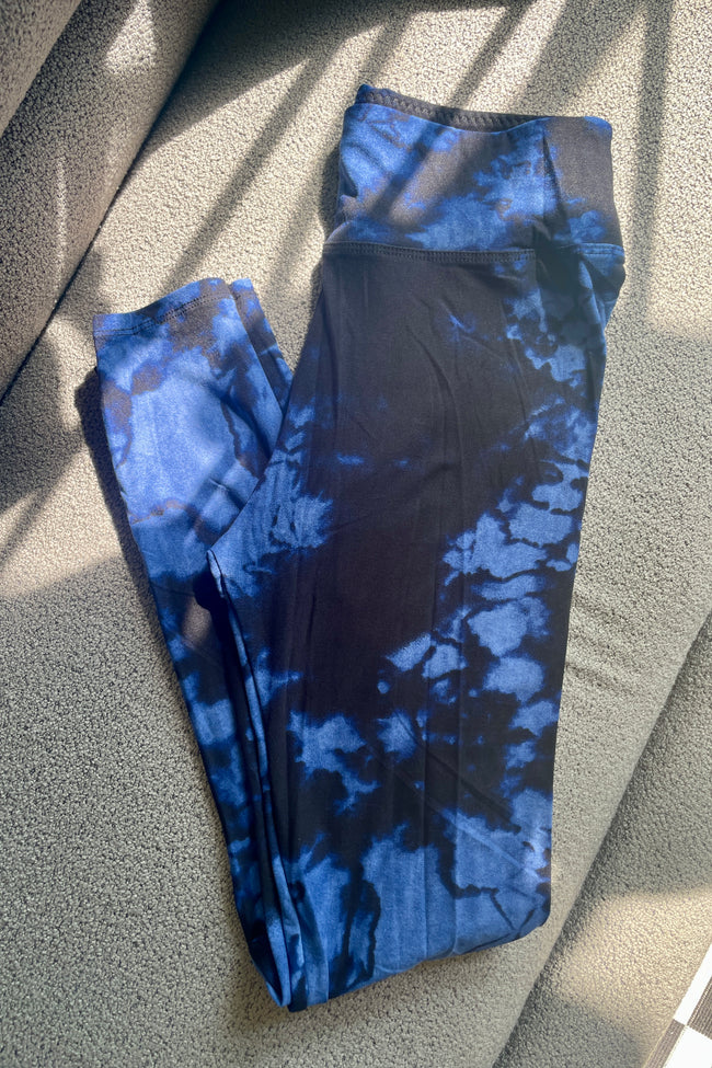 1” Waistband Purple Tie Dye Print CURVY SIZE Leggings