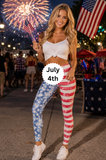 American Flag Print CURVY SIZE Leggings