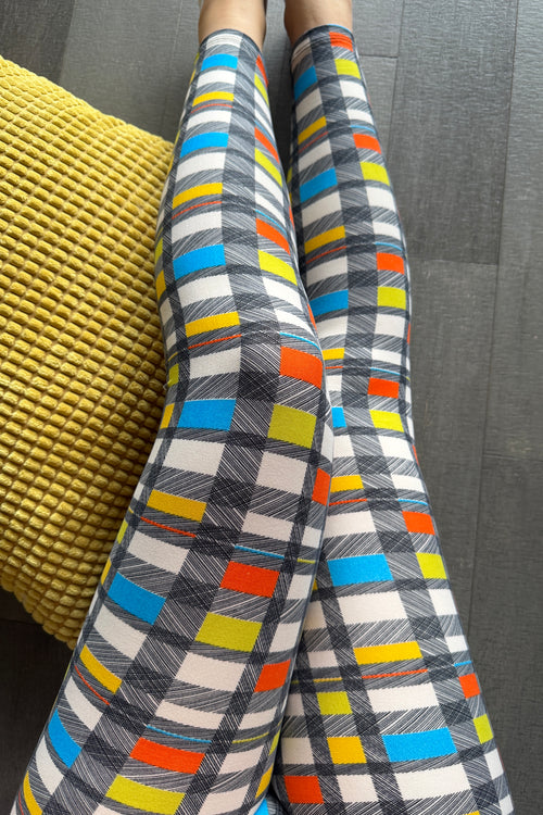 Yoga Waist 3" Multicolor Checker Print Leggings