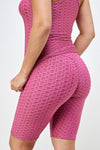 Solid Textured BUBBLE Top+Shorts Set