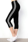Black CURVY SIZE Capris with Side Stripes