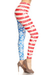American Flag Print CURVY SIZE Leggings