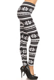 Black/White Snowflake Christmas Print QUEEN SIZE Leggings