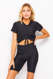 Solid BUBBLE Biker Shorts+Top Set