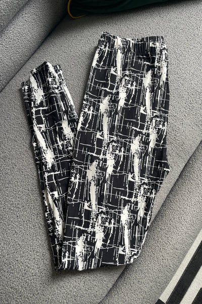 Black/White Abstract Print Leggings