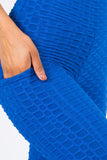 Yoga Waist Solid BUBBLE Textured Active Leggings with POCKETS