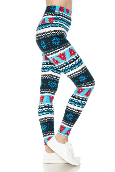 Yoga Waist 5 Inch Blue Snowflake/Tree Print Leggings – CELEBRITY LEGGINGS