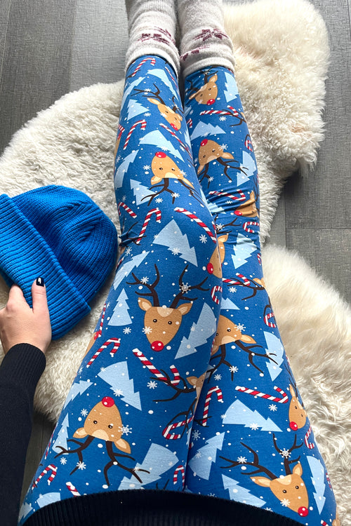 Holiday Reindeer Print Queen Size Leggings