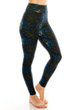 Yoga Waist 3 Inch Blue Swirl Print QUEEN SIZE Leggings