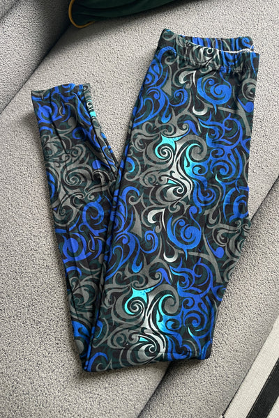 Blue Swirl Print Leggings