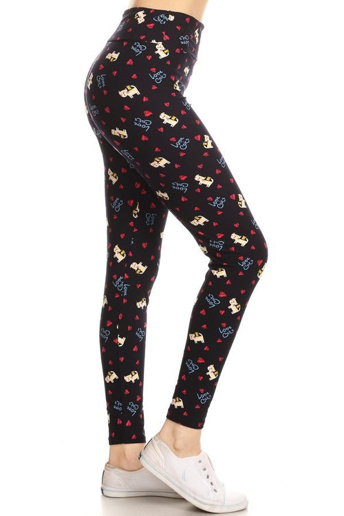 Yoga Waist 3" Cat Print CURVY SIZE Leggings