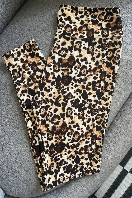Yoga Waist 3" Cheetah Print CURVY SIZE Leggings
