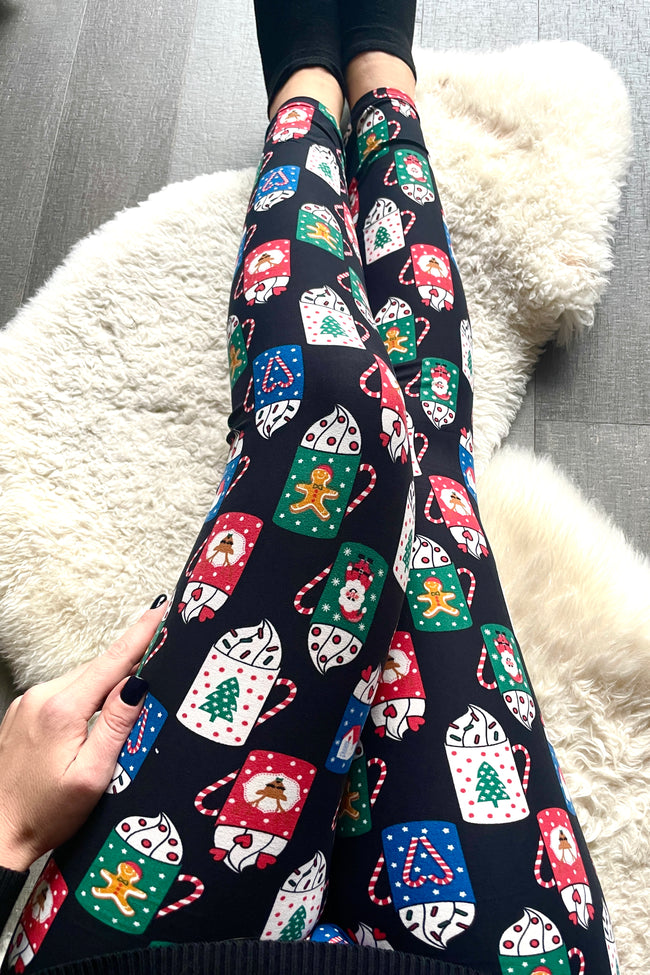 Holiday Marshmallow Drink Print QUEEN SIZE Leggings