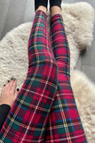 Yoga Waist 3 Inch Red Plaid Queen Size Print Leggings