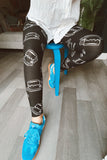 Yoga Waist 3” Black/White Coffee Cup Print Leggings
