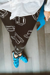 Yoga Waist 3” Black/White Coffee Cup Print Leggings