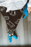 Yoga Waist 3” Black/White Coffee Cup Print Leggings
