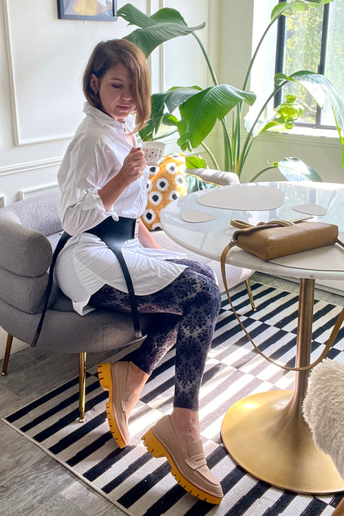 Gray Damask Regular Waist Print Leggings