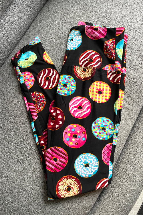 Yoga Waist 5 Inch Donut Print Leggings