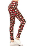 Yoga Waist Festive Reindeer Plaid Print Leggings