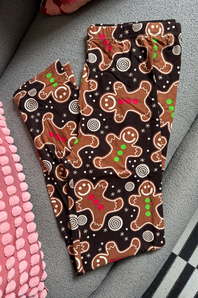 Gingerbread Print CURVY SIZE Leggings
