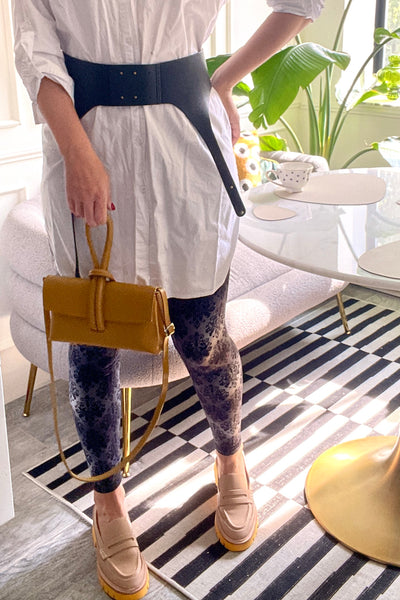 Gray Damask Regular Waist Print Leggings