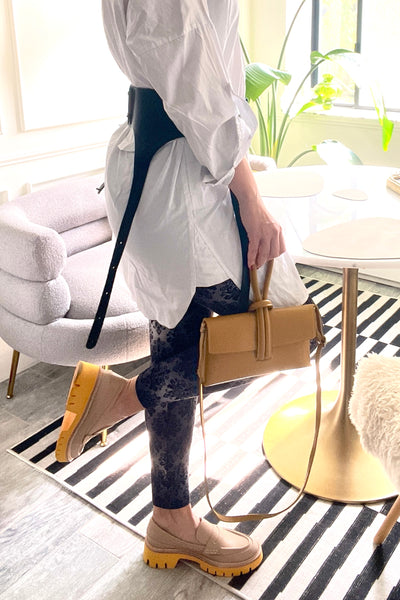 Gray Damask Regular Waist Print Leggings