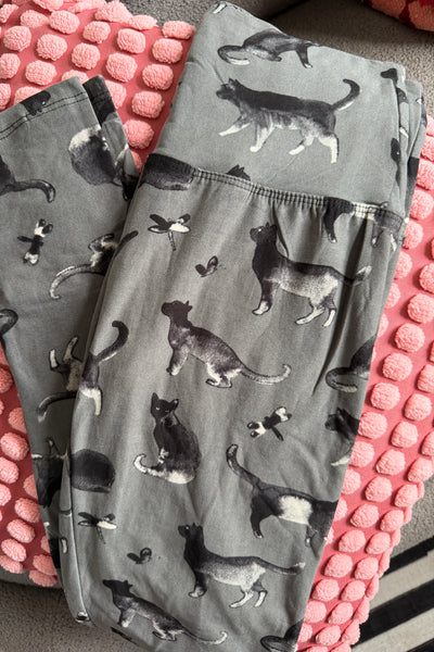 Yoga Waist 5" Cat Print Leggings