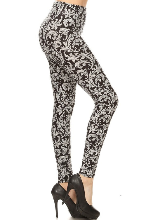 Gray Paisley Print Queen Size Leggings