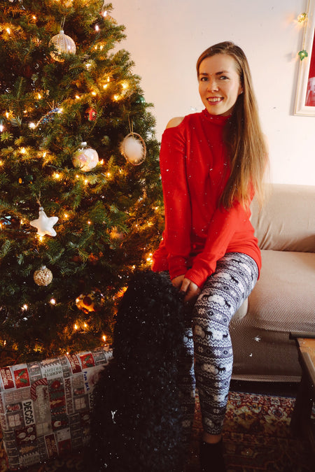 Holiday Reindeer Print Queen Size Leggings