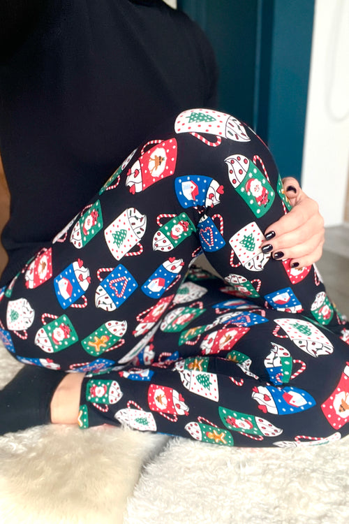 Holiday Marshmallow Drink Print QUEEN SIZE Leggings