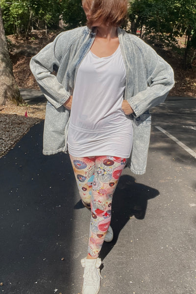 Yoga Waist 3" Multicolor Abstract Flower Print Leggings