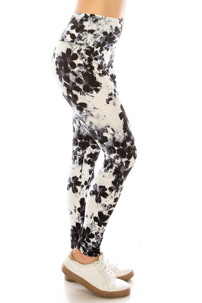 Yoga Waist 5" Abstract Flower Print  Leggings