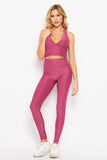 Solid Yoga Waist Solid BUBBLE Leggings + Bra Set