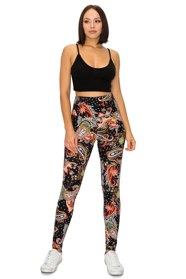 Yoga Waist 5" Paisley Print Leggings