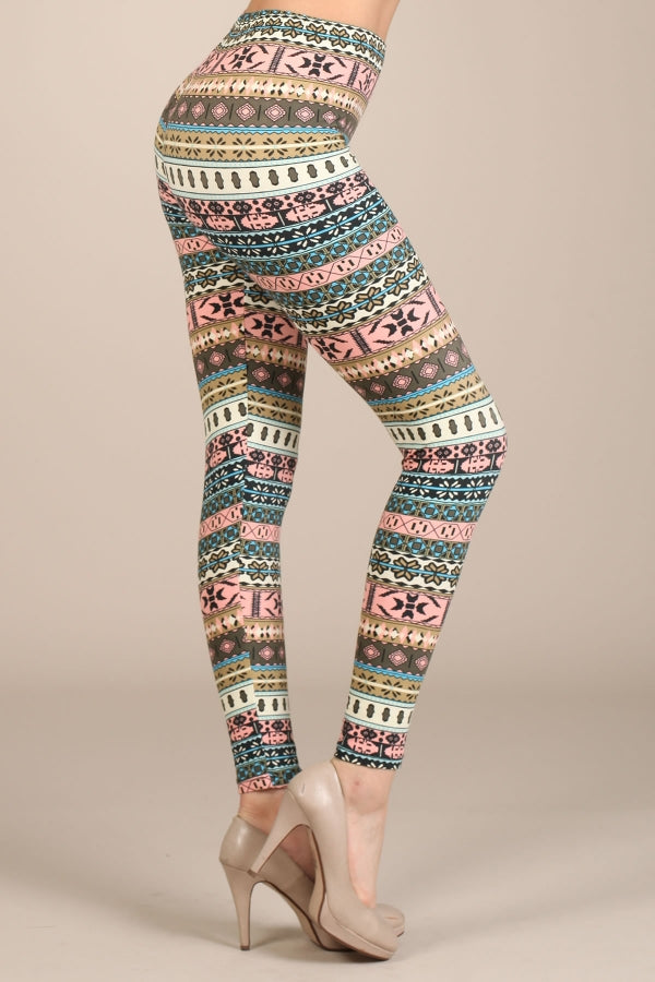 Olive Fair Isle Nordic Print Leggings