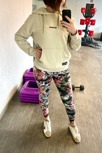 Yoga Waist 5" Olive/Peach Tie Dye Print Leggings