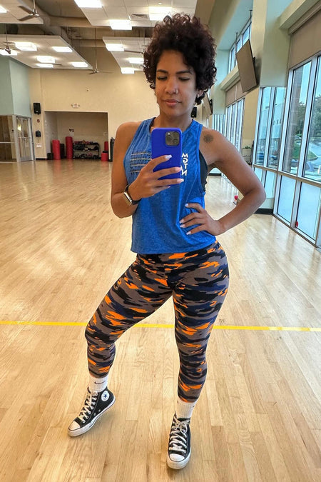 Yoga Waist 5" Gray Army Print Leggings