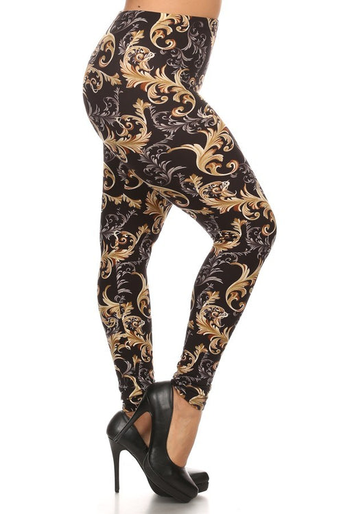 Yellow Paisley Boho Print QUEEN SIZE Leggings