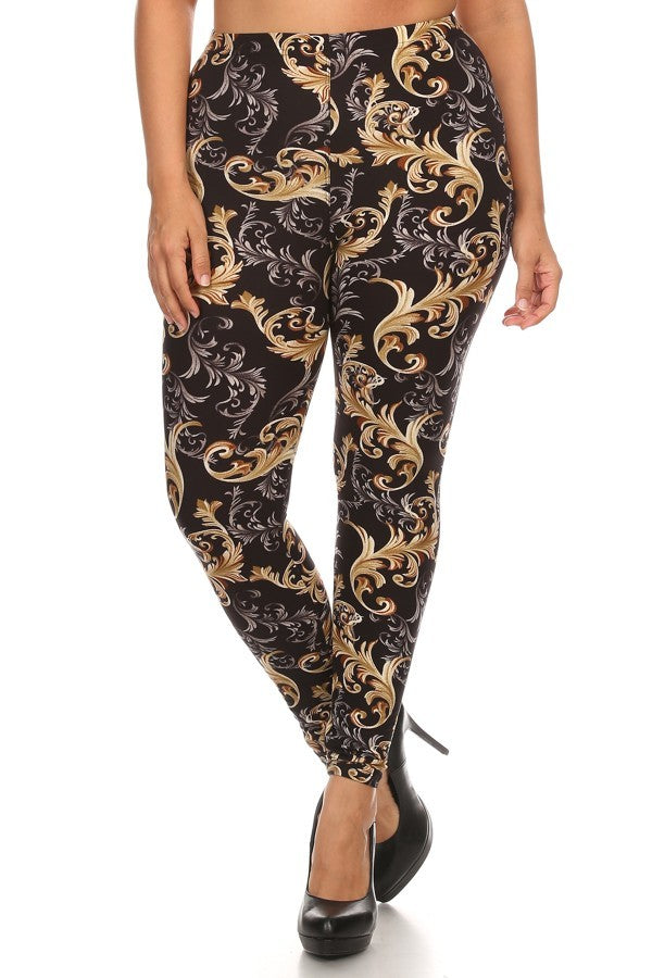 Yellow Paisley Boho Print QUEEN SIZE Leggings