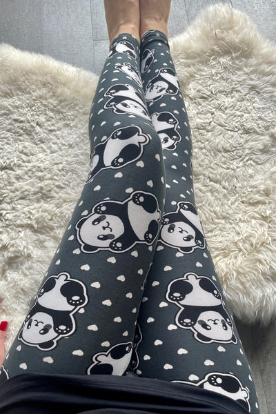 Yoga Waist 3 Inch Panda Print Leggings