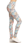 Yoga Waist 5 Inch Pastel Flowers Print Leggings