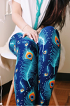 Peacock Feather Print (Yoga Waist) QUEEN SIZE Leggings