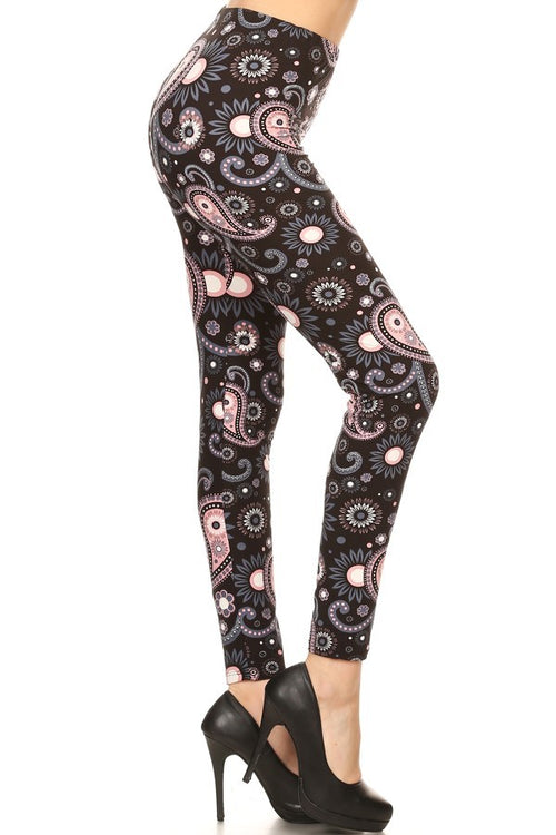 Pink Paisley Print Leggings Leggings